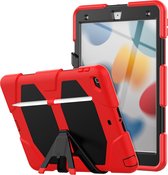 Tablet Beschermhoes geschikt voor Apple iPad 10.2 (2019/2020/2021) | iPad Pro 10.5 | iPad Air 3 | Volledig bescherming | Kindvriendelijk Cover met Ingebouwde Screenprotector | Hoes voor Kinderen met Standaard - Rood