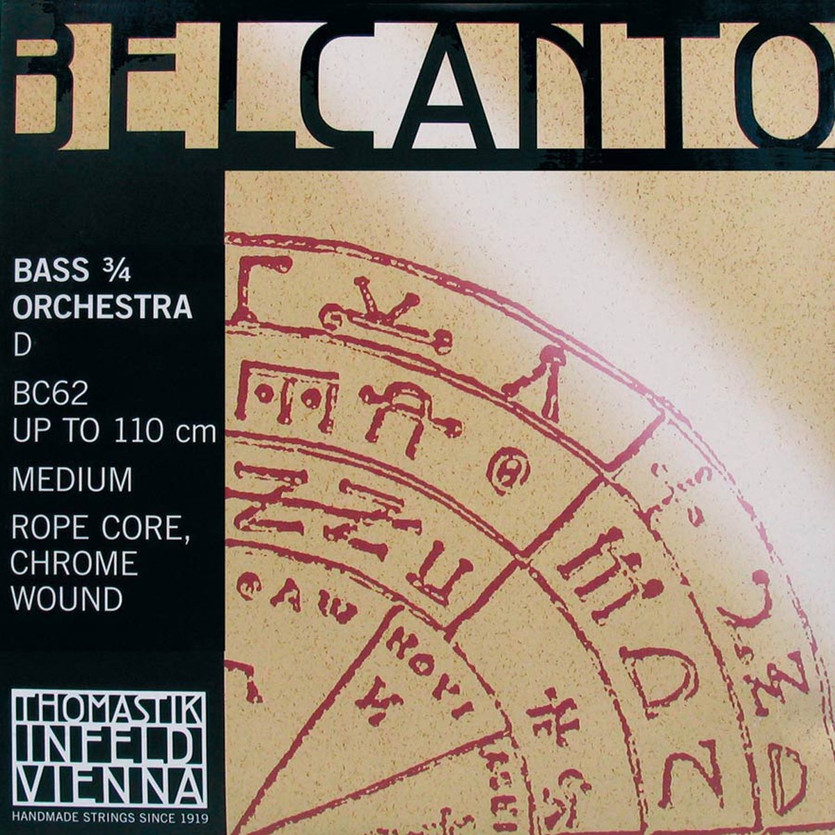 Thomastik Infeld THBC-62 double bass string D-2 3/4 (string length 104cm), rope core, chrome