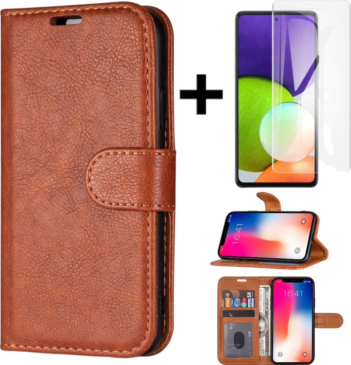 Hoesje Geschikt voor Samsung Galaxy M20 Rico Vitello L Wallet case + gratis screenprotector Bruin
