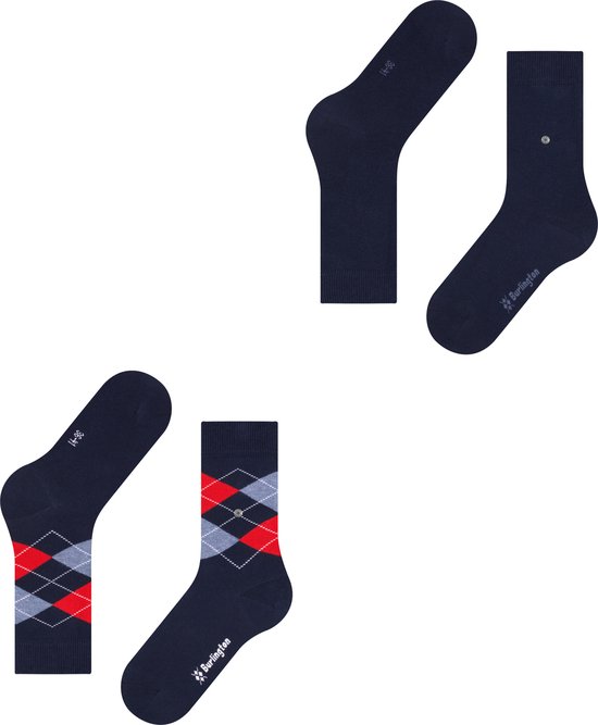 Burlington Everyday 2-Pack one-size katoen multipack sokken dames blauw - Maat 36-41