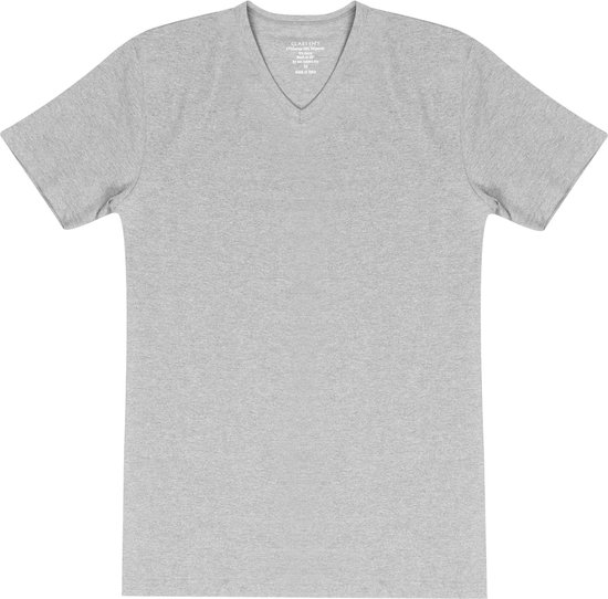 Claesen's Basics T-shirt (2-pack) - heren T-shirt V-hals - grijs - Maat: XL