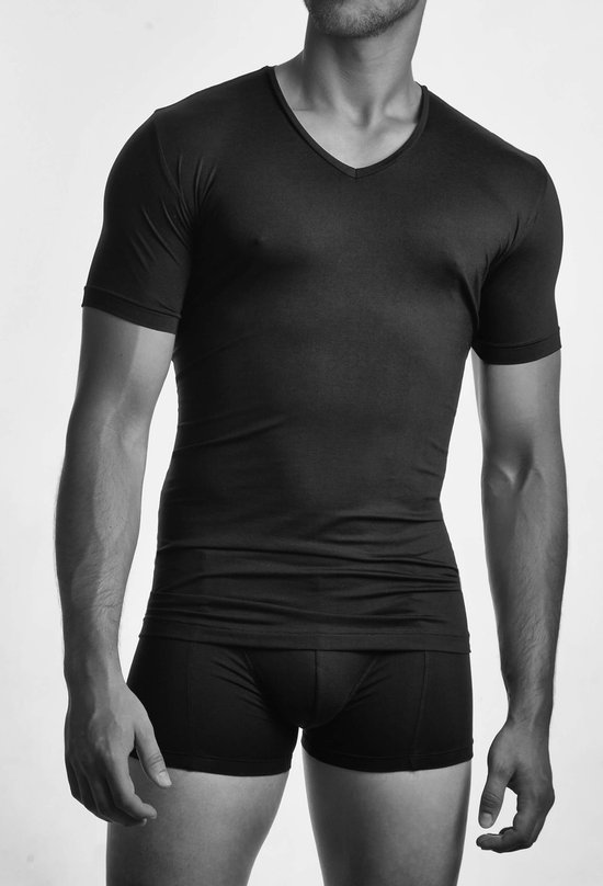 Claesen's Cls No.1 T-shirt (1-pack) - heren Pima V-hals T-Shirt - zwart - Maat: S