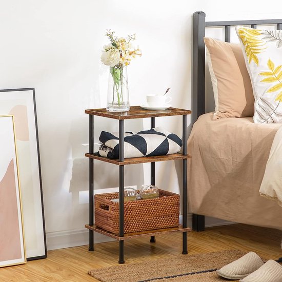 FURWOO bed side table with 3-tier storage Industrial bedside