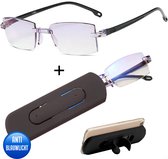 Shine Anti blauw Licht Computerbril 1.00 - Multifocale Beeldschermbril - Leesbril Voor Dames en Heren - Incl Accessoires