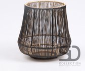 SID Collection - Draadlantaarn - Zwart/Goud - Waxine lichtjes brander - 15x15x15cm