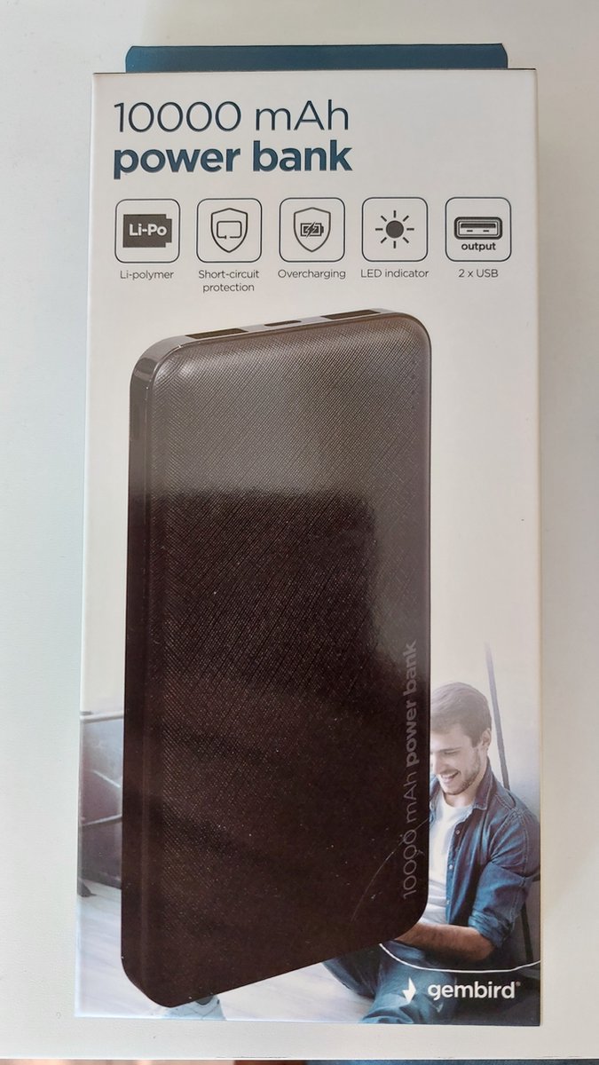 Gembird Powerbank 10000 mAh - Draagbare Oplader - Zwart - Universeel Compatibel – foto 5