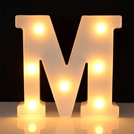 Lichtgevende Letter M - 22 cm - Wit - LED