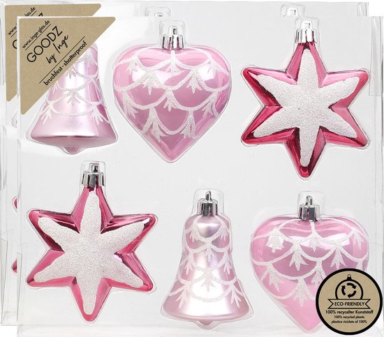 Inge Christmas Figurines à suspendre de Noël - 12x - rose - 9 cm - plastique