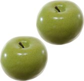 Kunstfruit decofruit - 2x - appel/appels - ongeveer 6 cm - groen - namaak fruit