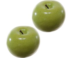 Kunstfruit decofruit - 2x - appel/appels - ongeveer 6 cm - groen - namaak fruit