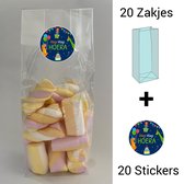 Uitdeelzakjes + sluitstickers - 20 stickers & 20 zakjes - cellofaanzakjes - Transparant - snoepzakjes - traktatie zakjes - Inpakzakjes - kinderfeestje - Dino Blauw