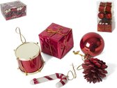 Kleine kersthangers - 20x st - rood - 5 cm - kunststof - kerstornamenten