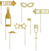 Set d'accessoires photo PartyDeco Champagne - Mariage - or - set 8x pièces - 20-40 cm