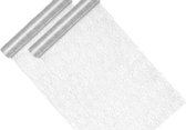 Partydeco Tafelloper op rol - 2x - zilver - mesh stof glans - 36 x 900 cm - Bruiloft tafelversiering