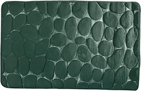 MSV Badkamerkleedje/badmat tapijt - kiezel motief - vloermat - donkergroen - 50 x 80 cm - laagpolig