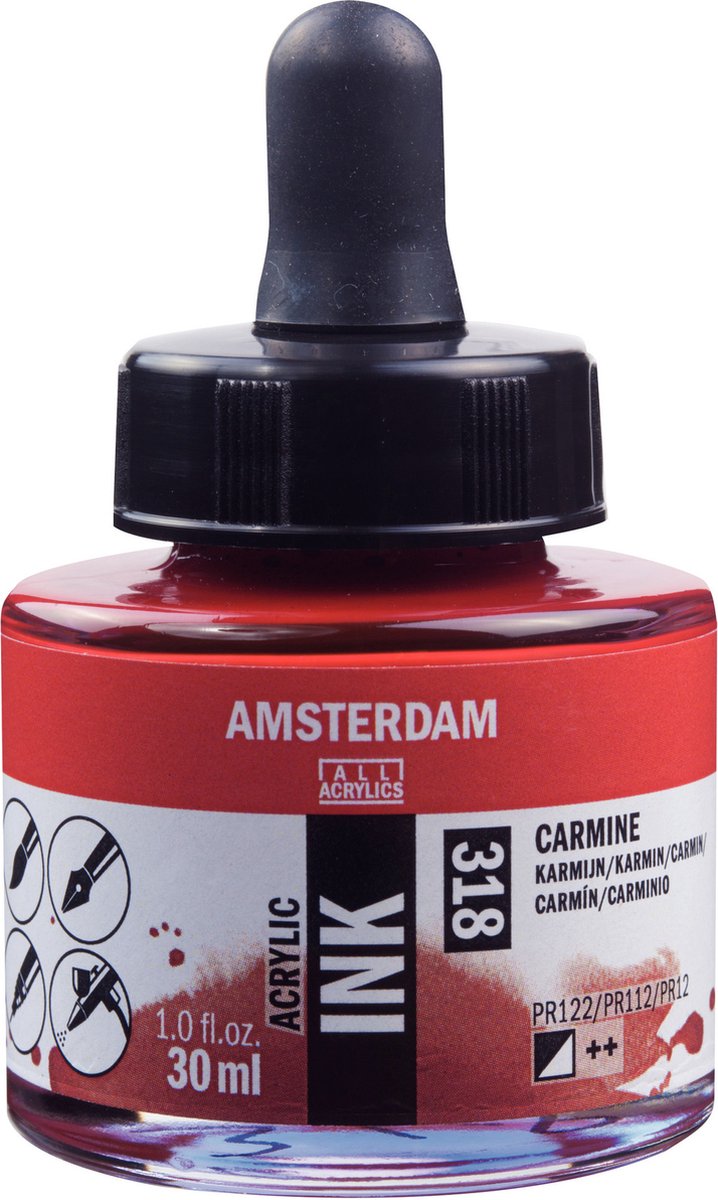Amsterdam Acrylic Inkt Fles 30 ml Karmijn 318