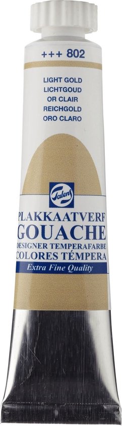 Plakkaatverf - 802 Lichtgoud - Gouache extra fine - Talens - 20 ml | bol.com