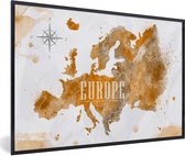 Fotolijst incl. Poster - Wereldkaart - Europa - Kleur - 60x40 cm - Posterlijst