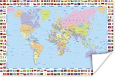 Poster Wereldkaart - Vlag - Atlas - 180x120 cm XXL