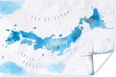 Wanddecoratie - Wereldkaarten - Japan - Waterverf - 90x60 cm - Poster