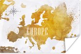 Poster - Wereldkaarten - Europa - Goud - 120x80 cm