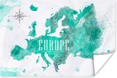 Poster Waterverf - Wereldkaart - Europa - 30x20 cm