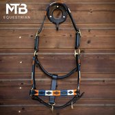 Leren halster polo print Cob - Oranje Wit Blauw - MTB Equestrian