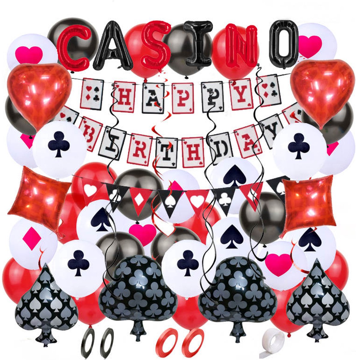 Rouge Noir Blanc Hélium Ballons Casion Poker Couleur Thème Birthday Fête  Décor