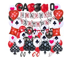 Joya Party® 66 Stuks Casino Feest Versiering Decoratie set | Thema Las Vegas | Poker Verjaardag Feest Versiering | Feestdecoratie