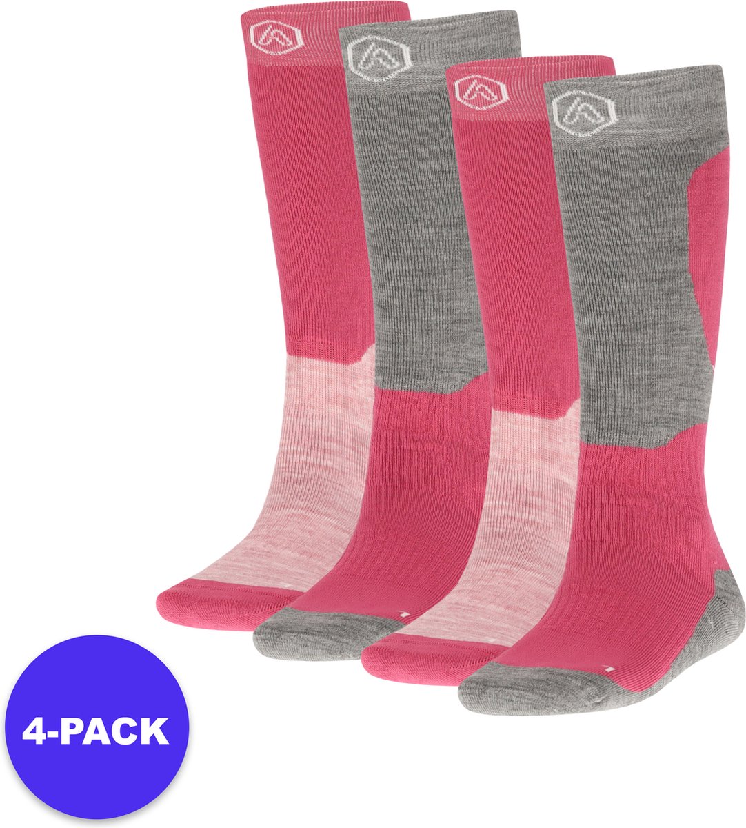Apollo Sports Skisokken Unisex Design – 4-Pack Voordeelpakket Roze