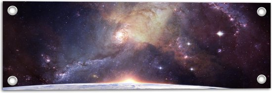 Tuinposter – Galaxy Lucht vanaf Planeet - 60x20 cm Foto op Tuinposter (wanddecoratie voor buiten en binnen)