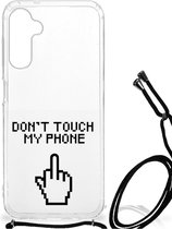 Smartphonehoesje Geschikt voor Samsung Galaxy A14 5G Telefoon Hoesje met doorzichtige rand Finger Don't Touch My Phone