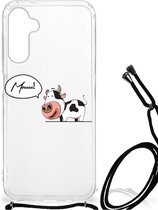 Silicone Back Case Geschikt voor Samsung Galaxy A14 5G Telefoonhoesje met doorzichtige rand Cow