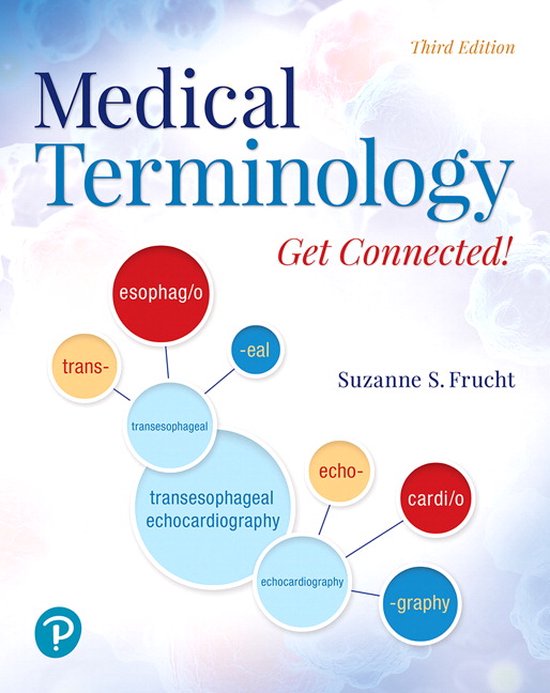 Couverture du livre Medical Terminology, Troisième Édition, avec un nuage de mots incluant 'transesophageal echocardiography'.