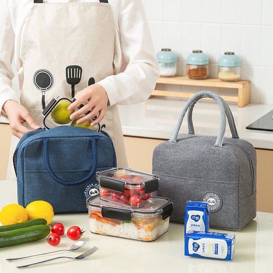 Kleine Lunchtas - Blauw - 20cm x 23cm x 13 cm - Volwassenen en kinderen - Compact & Handig - Thermische zak - Koeltas - lunchbox - Picknick -School - Lunch - Werk van Lifetastic — afbeelding 3