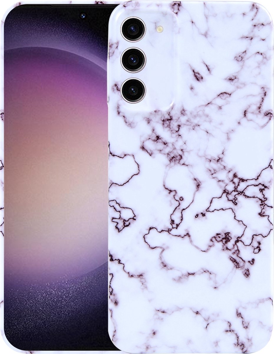 MarbleShield - De ultieme marmeren TPU beschermhoes voor uw Galaxy S23 5G Wit / Rood