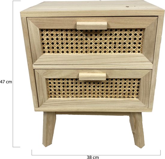 Kast met 3 lades en element met spiegel - Wit en houtlook - VITORIO - Koop nu online
