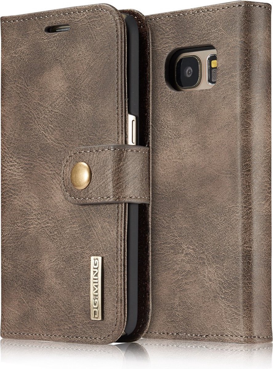 DG.MING Hoesje - Geschikt voor Samsung Galaxy S7 Hoesje - DG.MING 2-in-1 Book Case & Back Cover - Grijs