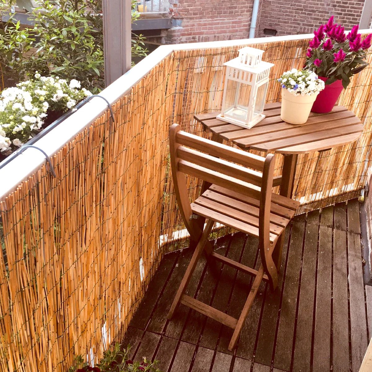 BOGATECO Rieten mat, inkijkbescherming, omheining van hout, tuinhek