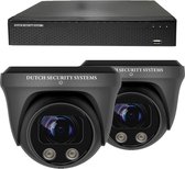Draadloze Beveiligingscamera Set - 2x PRO Dome Camera - QHD 2K - Sony 5MP - Zwart - Buiten & Binnen - Met Nachtzicht - Incl. Recorder & App