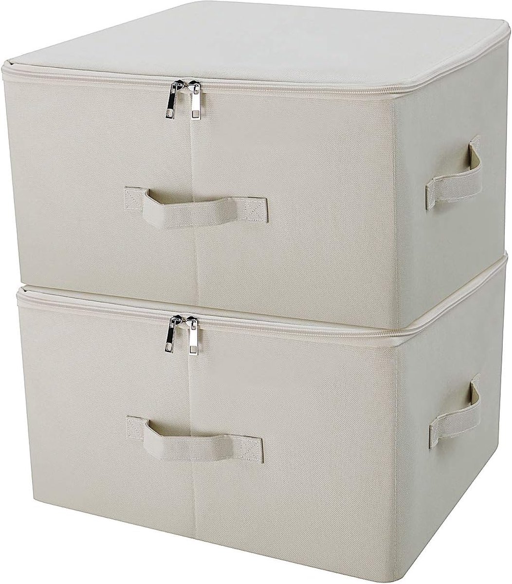 Collapsible Storage Binks met Lids, Storage Cubes, Tide Up Your Closet, Beige, set van 2
