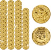 Relaxdays piratenmunten in set van 48 - gouden speelgoedmunten - verkleedaccessoire piraat