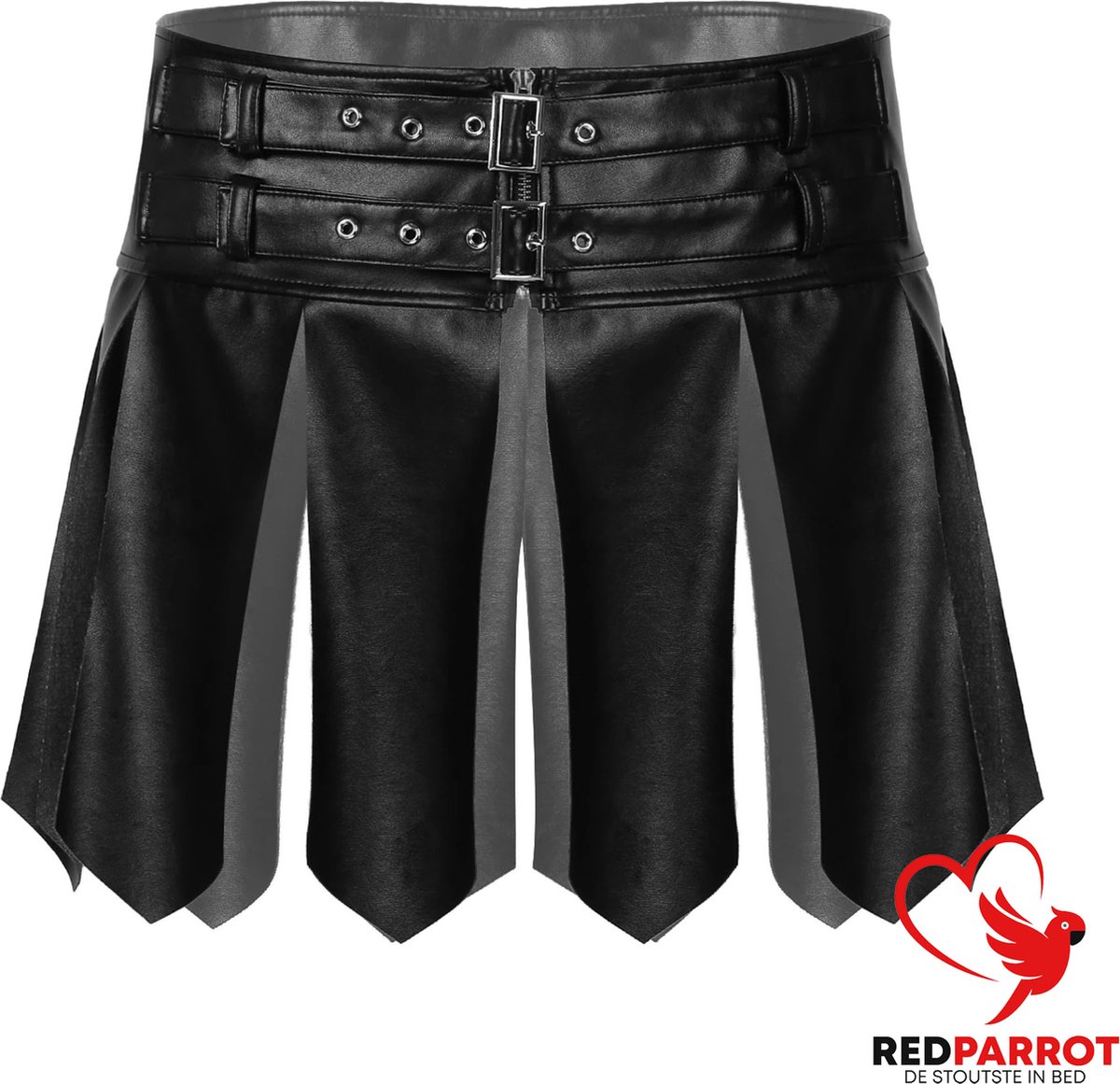 Goedkoopste Faux Leather mini rok heren | Erotische kleding man | Uitdagend | Schotse Kilt | Deels doorzichtig | Leder | Verstelbaar