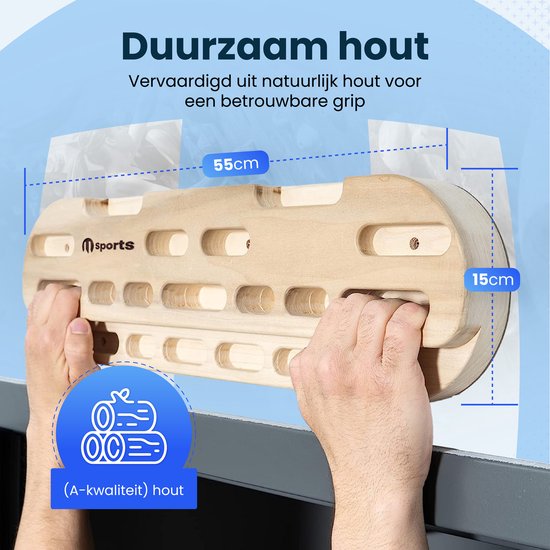 Navaris 2x houten hangboard - 28 x 15,5 cm - Trainingsboard voor