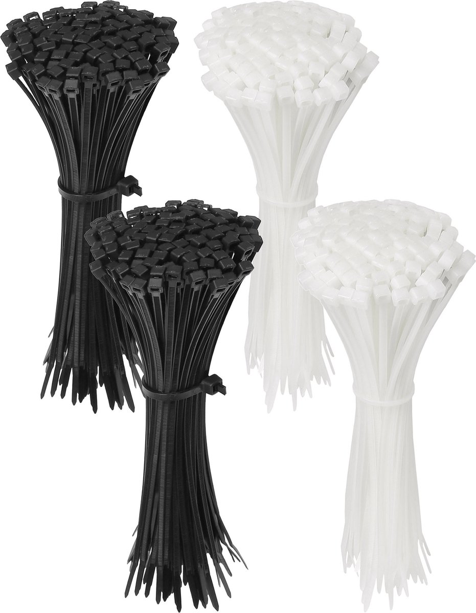 Polyamide kabelbinders, Tie Rips, zwart+wit 200x3,6 mm / 400 stuks