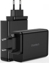 Adaptateur GaN chargeur rapide USB et USB-C Choetech 140W Zwart
