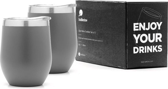 BALIBETOV 355 ml thermosbeker wijn (2 stuks) – geïsoleerde wijn – dubbelwandig vacuüm geïsoleerd van roestvrij staal – ideaal voor reizen, kamperen, koffie, thee, wijn, bier en andere (zwart BALIBETOV 355 ml thermosbeker wijn (2 stuks) – geïsoleerde wijn – dubbelwandig vacuüm geïsoleerd van roestvrij staal – ideaal voor reizen, kamperen, koffie, thee, wijn, bier en andere (zwart