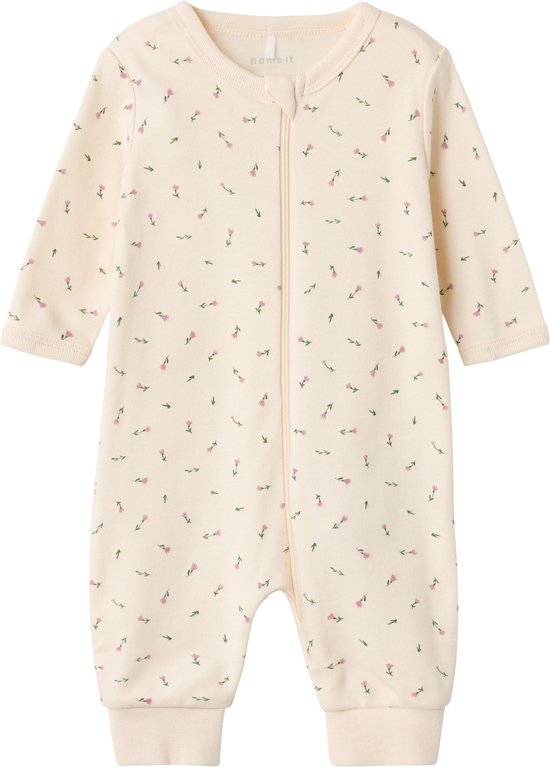 name it NBFNIGHTSUIT ZIP BUTTERCREAM FLORAL NOOS Meisjes Boxpak - Buttercream_ - Maat 68