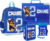 Paw Patrol Chase - Blauwe set voor een jongen, rugzak, etui met drie compartimenten, aktetas + zakje