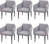 Set van 6 eetkamerstoel MCW-H93, keukenstoel fauteuil stoel ~ stof/textiel lichtgrijs